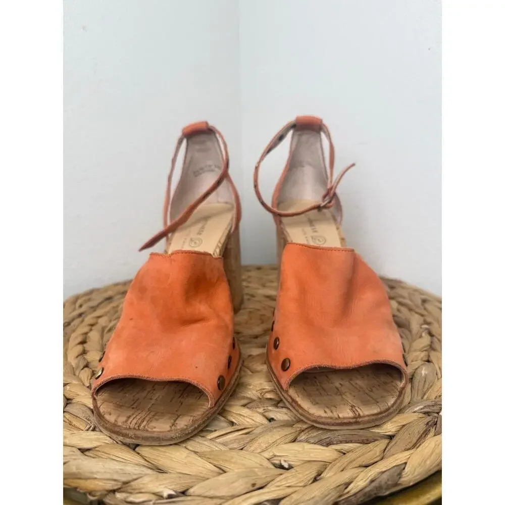 Chinese Laundry Savana Cork Heel Studded Sandals Chunky Block Peep Toe Boho